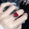 Vintage Red Crystal Heart Ring Adjustable Punk Jewelry for Women