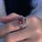 Vintage Red Crystal Heart Ring Adjustable Punk Jewelry for Women