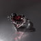 Vintage Red Crystal Heart Ring Adjustable Punk Jewelry for Women