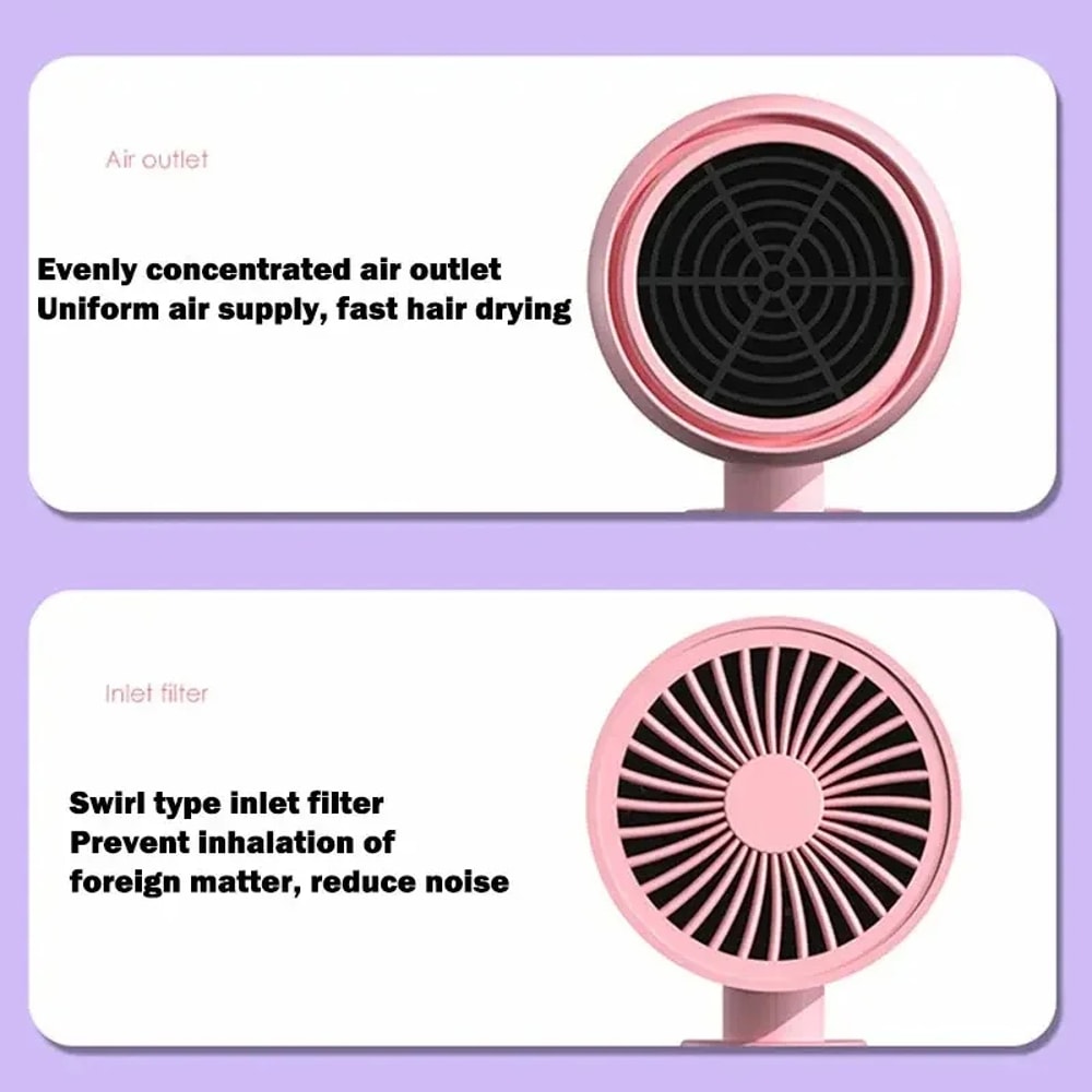 SilkGlow Foldable Negative Ion Hair Dryer for Fast Quiet Travel Styling