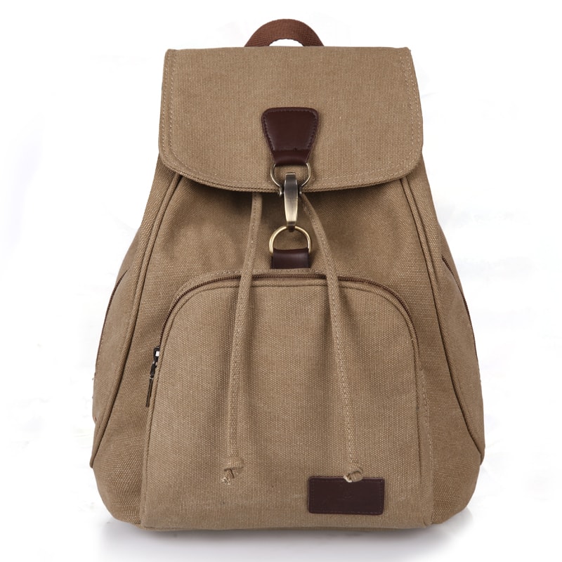 Vintage Canvas Laptop Backpack for Women Travel School Drawstring Bag