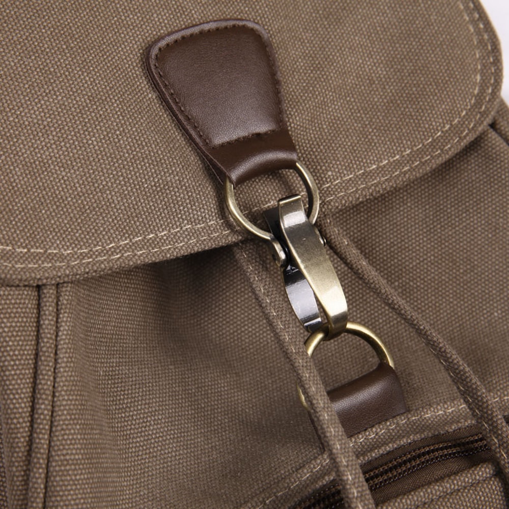 Vintage Canvas Laptop Backpack for Women Travel School Drawstring Bag