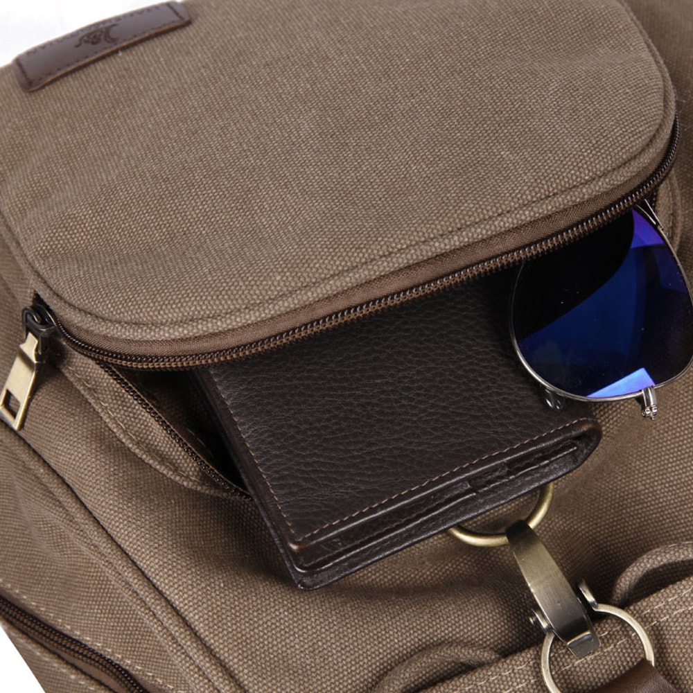 Vintage Canvas Laptop Backpack for Women Travel School Drawstring Bag