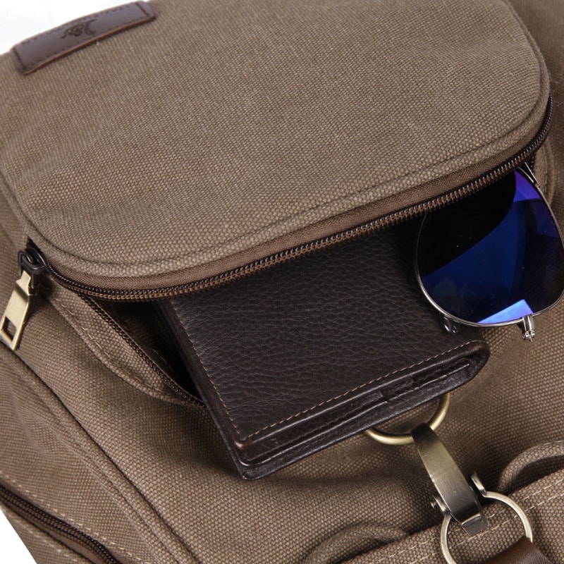 Vintage Canvas Laptop Backpack for Women Travel School Drawstring Bag