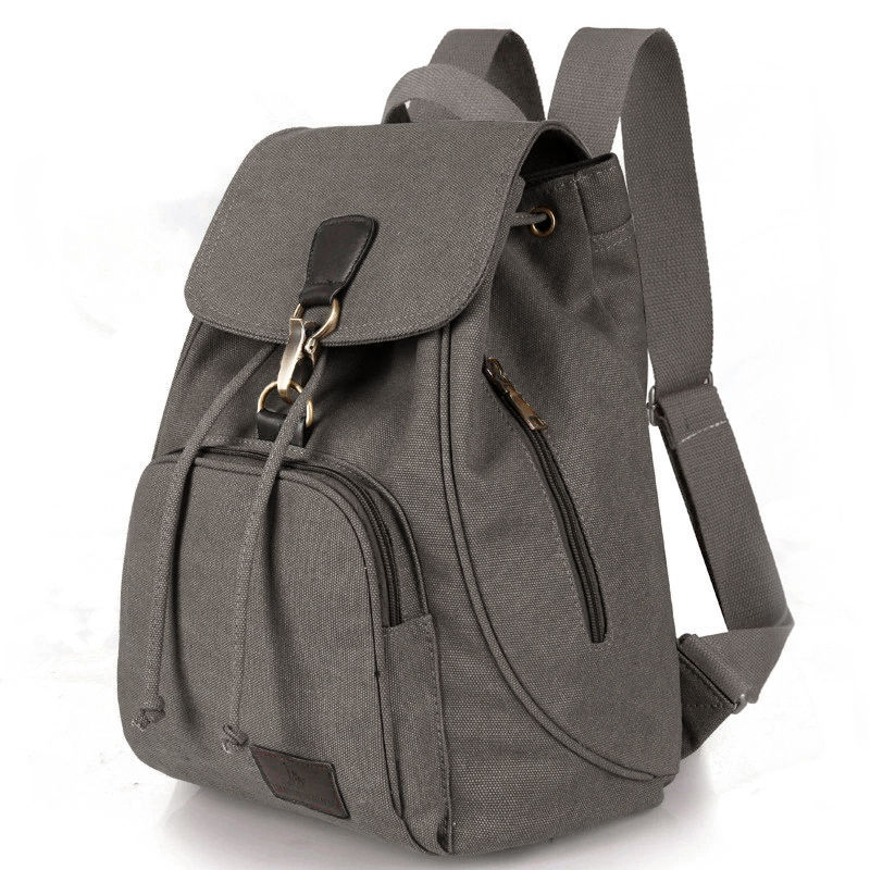 Vintage Canvas Laptop Backpack for Women Travel School Drawstring Bag