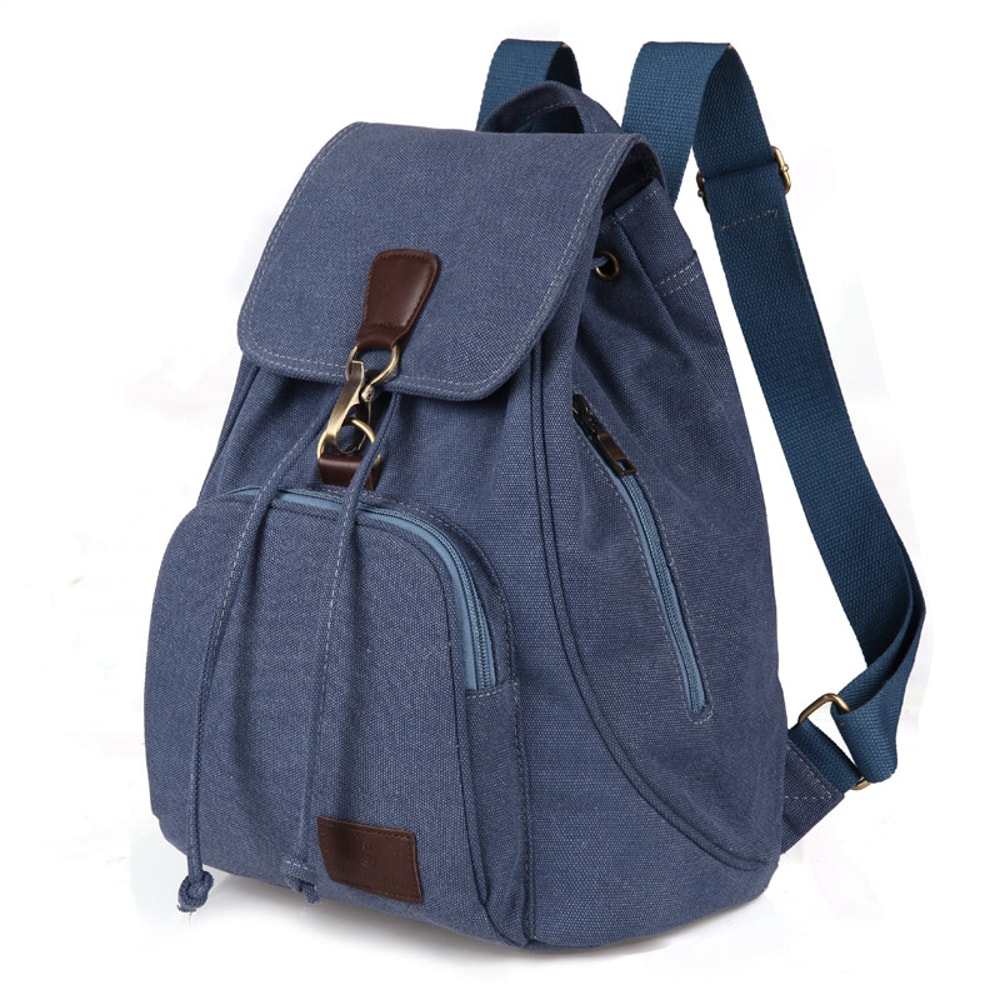 Vintage Canvas Laptop Backpack for Women Travel School Drawstring Bag