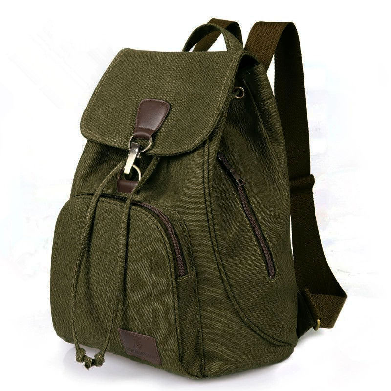 Vintage Canvas Laptop Backpack for Women Travel School Drawstring Bag