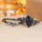 Vintage Black Gold Purple Zircon Engagement Ring Set for Women