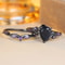 Vintage Black Gold Purple Zircon Engagement Ring Set for Women