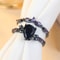 Vintage Black Gold Purple Zircon Engagement Ring Set for Women