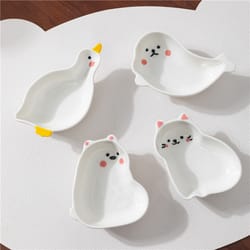 japanese animal ceramic sauce dish set for soy sauce, sushi dips & seasonings