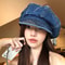 Vintage Denim Newsboy Beret Cap for Women Lightweight Japanese Octagonal Hat