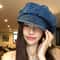 Vintage Denim Newsboy Beret Cap for Women Lightweight Japanese Octagonal Hat