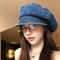 Vintage Denim Newsboy Beret Cap for Women Lightweight Japanese Octagonal Hat
