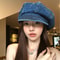 Vintage Denim Newsboy Beret Cap for Women Lightweight Japanese Octagonal Hat