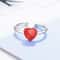 Sterling Silver Red Heart Ring Adjustable Promise Jewelry Gift For Girls And Women 2