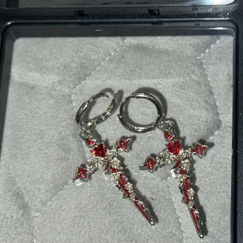 Gothic Thorn Cross Drop Earrings In Titanium Steel For Women 3