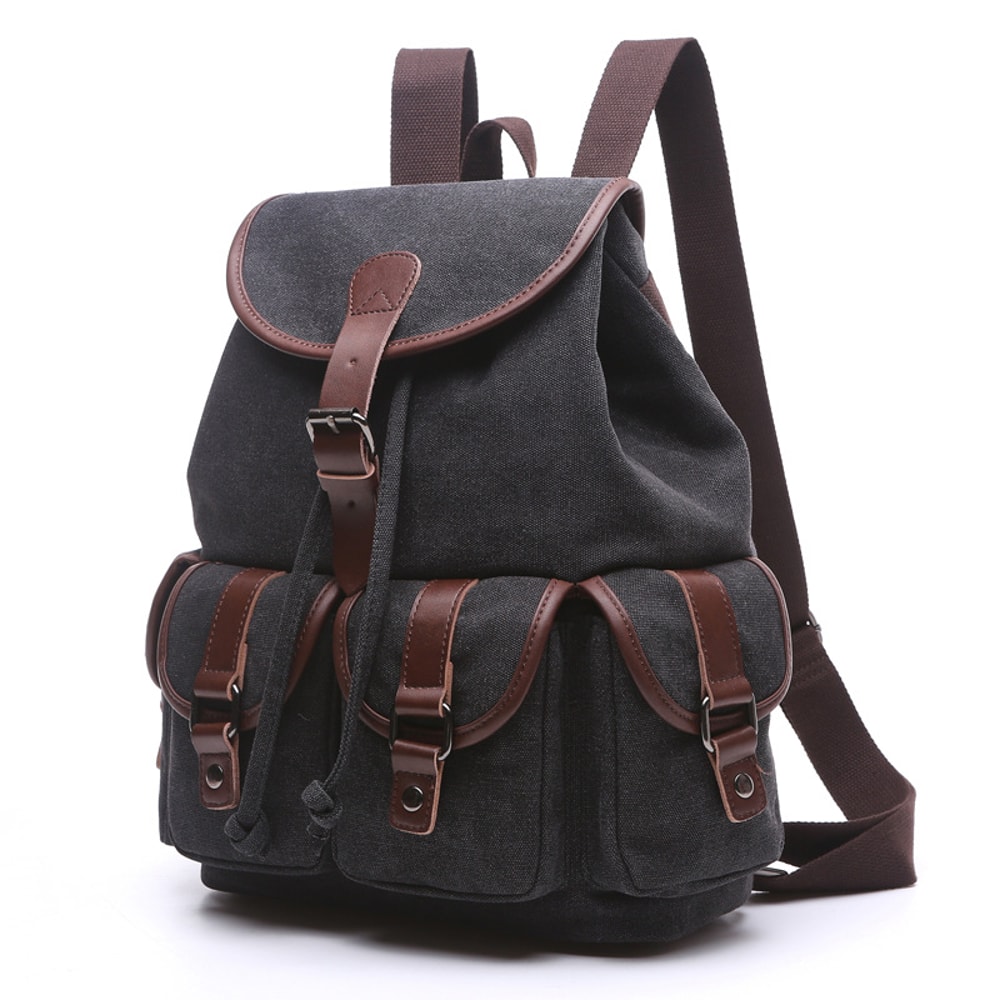 AUGUR Vintage Canvas Men's Backpack – Large Capacity Travel & School Bag