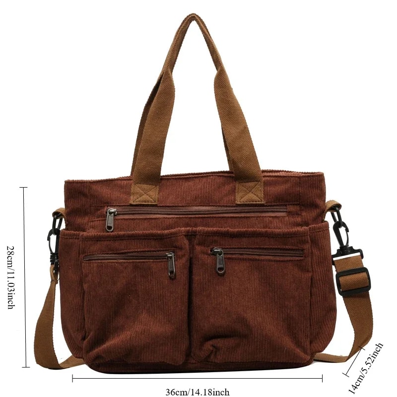 Large Capacity Corduroy Messenger Bag For Commuters Travelers 4