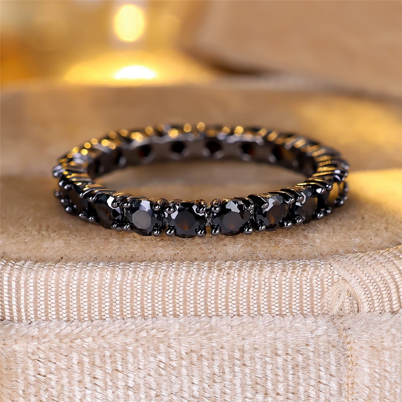 Elegant Black Zircon Engagement Ring for Women – Promise & Wedding Jewelry