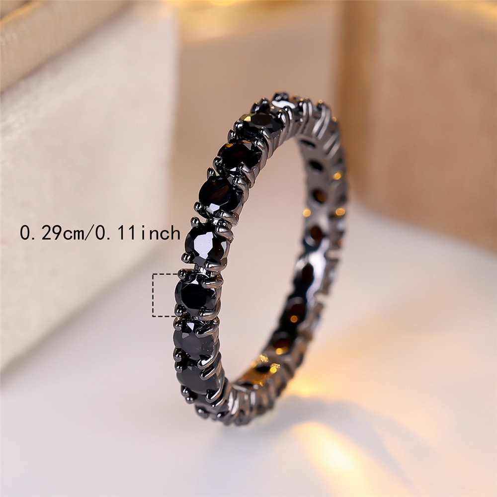 Elegant Black Zircon Engagement Ring for Women – Promise & Wedding Jewelry