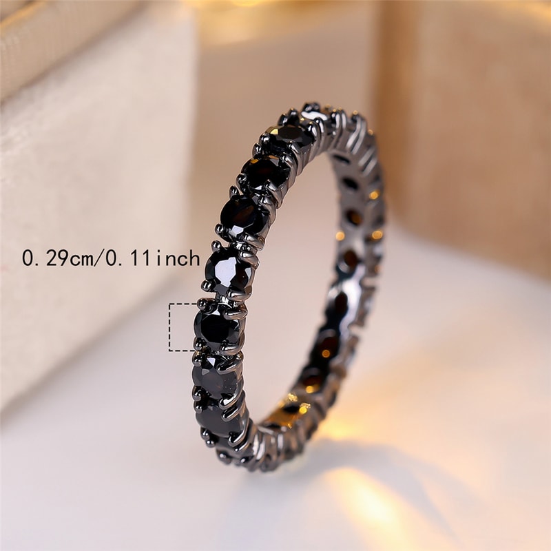 Elegant Black Zircon Engagement Ring for Women – Promise & Wedding Jewelry
