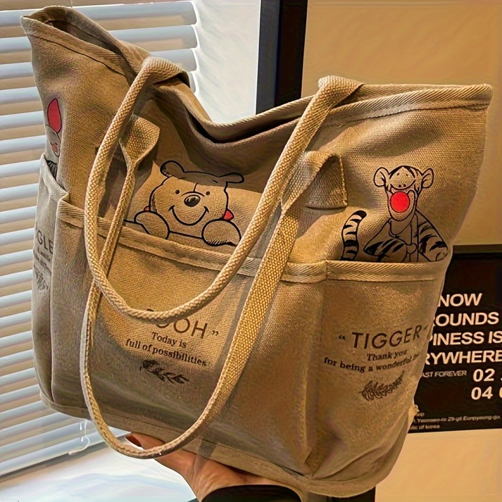 Winnie The Pooh Canvas Tote Bag Large Retro Shoulder Bag 0
