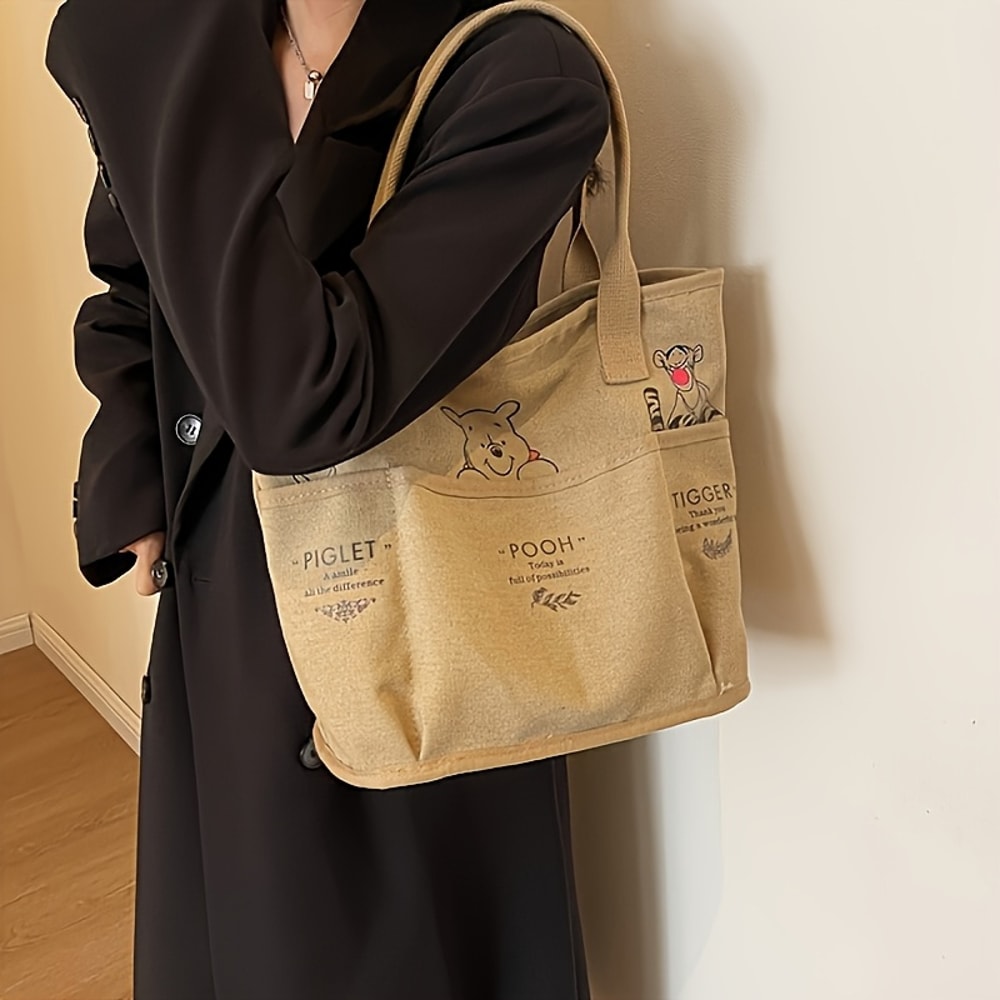Winnie The Pooh Canvas Tote Bag Large Retro Shoulder Bag 4