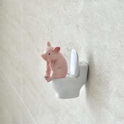 charming cute pig toilet statue – bathroom decor & novelty gift for home & office
