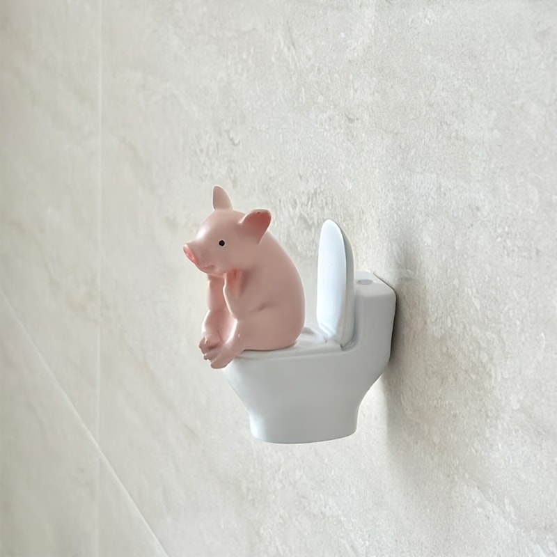 Charming Cute Pig Toilet Statue – Bathroom Decor & Novelty Gift for Home & Office