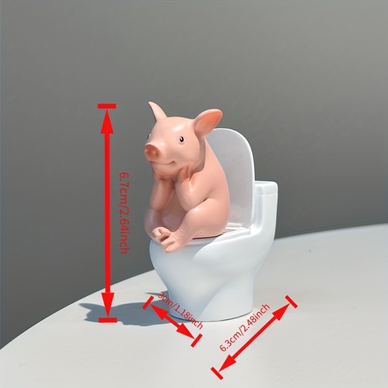 Charming Cute Pig Toilet Statue – Bathroom Decor & Novelty Gift for Home & Office