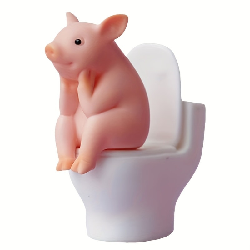 Charming Cute Pig Toilet Statue – Bathroom Decor & Novelty Gift for Home & Office