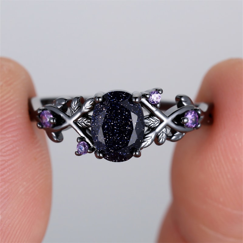 Vintage Purple Zircon Blue Crystal Engagement Ring For Women 4
