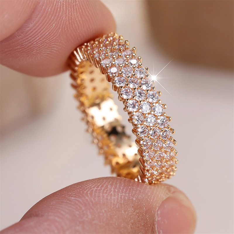 Elegant Zircon Round Stone Rings for Women – Vintage Wedding Jewelry