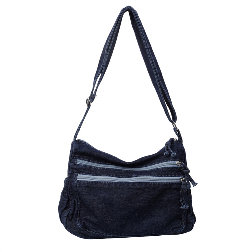 Vintage Denim Shoulder Bag For Women Large Capacity Crossbody Satchel 6