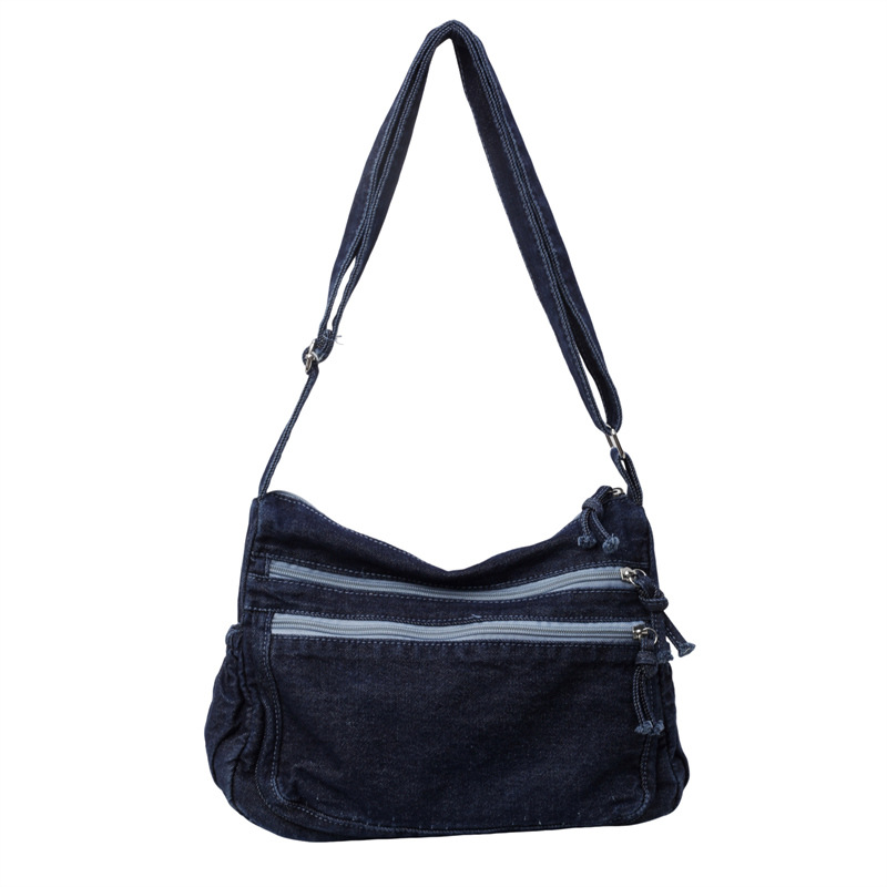 Vintage Denim Shoulder Bag For Women Large Capacity Crossbody Satchel 6