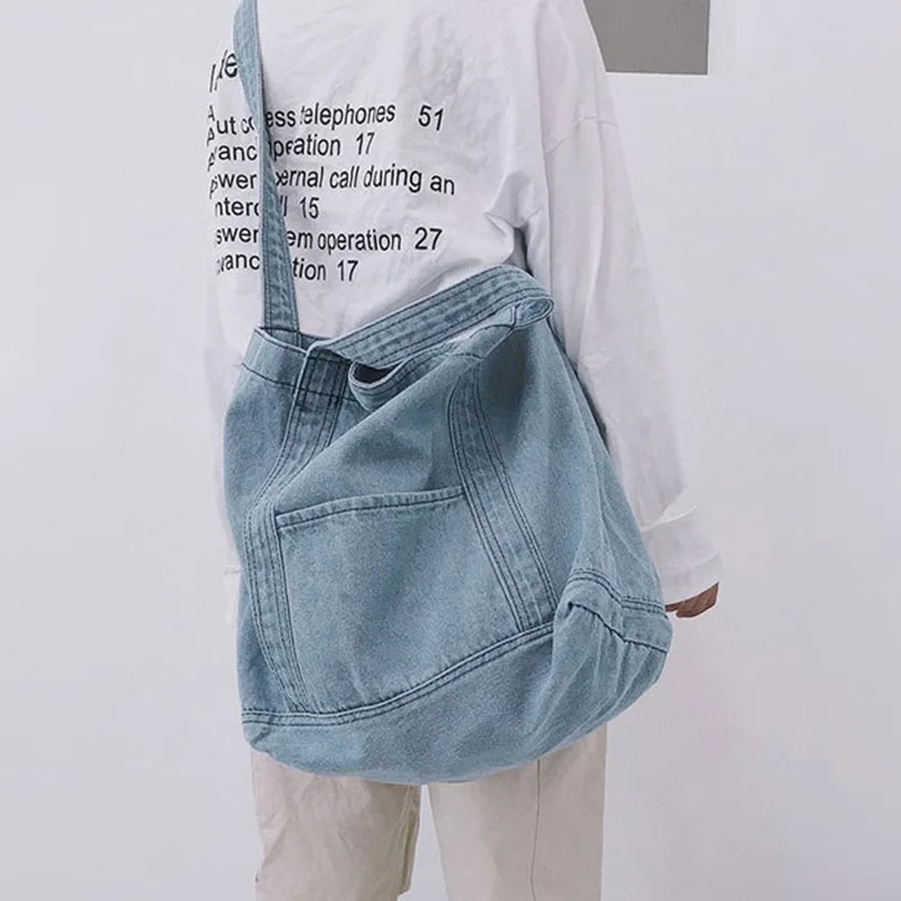 Denim Crossbody Shoulder Bag for Women – Casual Jeans Handbag