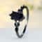 Vintage Blue Crystal Black Zircon Ring for Women – Engagement & Wedding Band