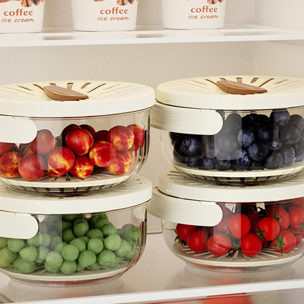 Foldable Fruit & Vegetable Drain Basket with Crisper Storage Bowl
