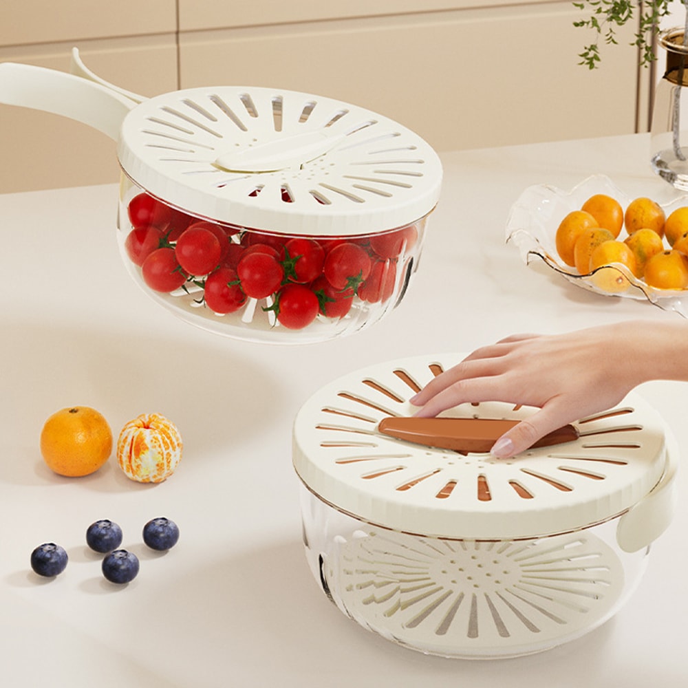 Foldable Fruit & Vegetable Drain Basket with Crisper Storage Bowl