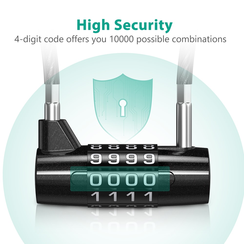 SecureFlex Digit Combination Padlock With Steel Cable For Gym Travel Bike Gate Security 2