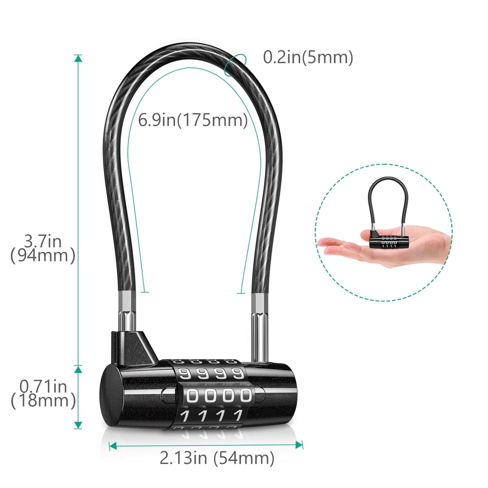 SecureFlex Digit Combination Padlock With Steel Cable For Gym Travel Bike Gate Security 4