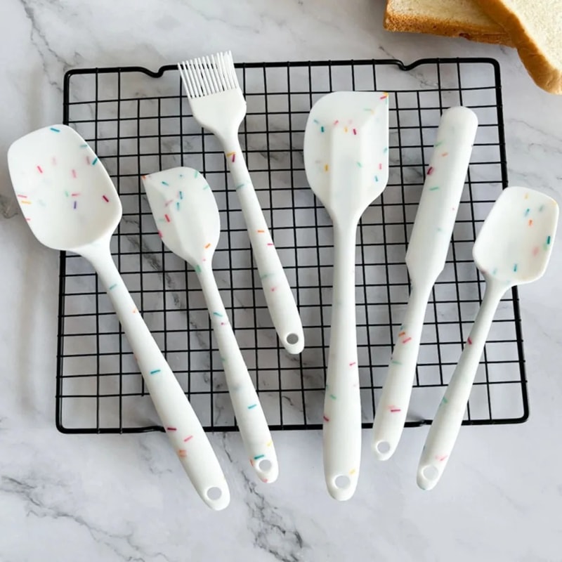 Silicone Spatula Set Heat Resistant Non Stick Kitchen Utensils For Baking Cooking 0