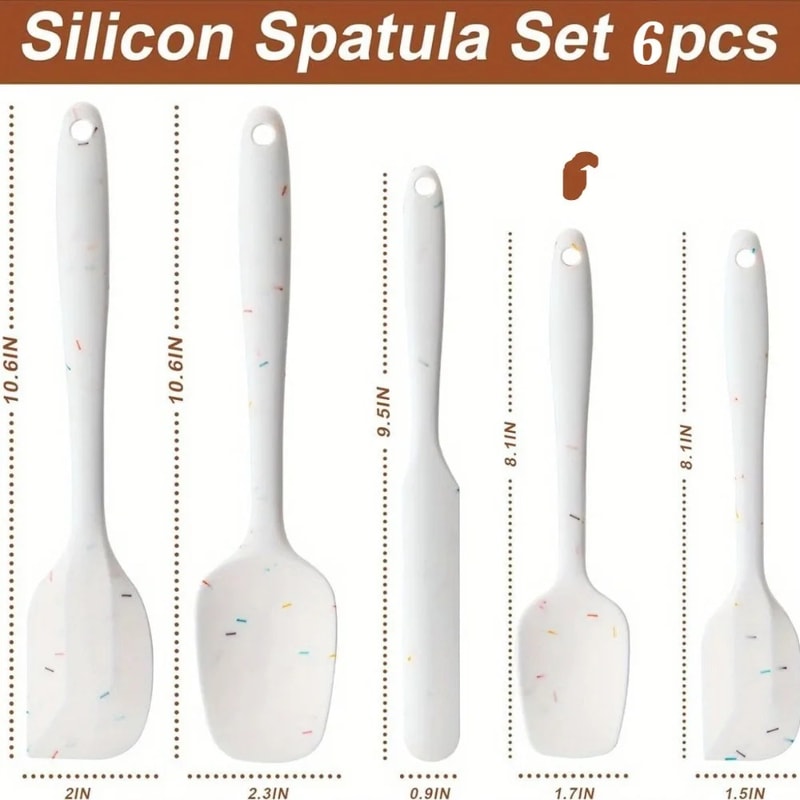 Silicone Spatula Set Heat Resistant Non Stick Kitchen Utensils For Baking Cooking 2
