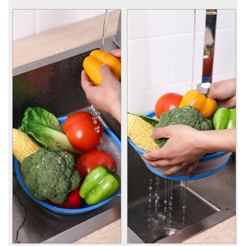 Collapsible Microwave Splatter Cover with Easy Grip Handle and Food Strainer Basket