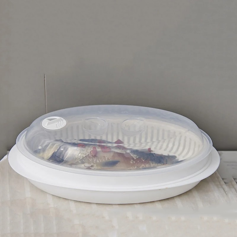 QuickSteam Microwave Fish Steamer Tray with Lid for Fish, Dumplings & Vegetables