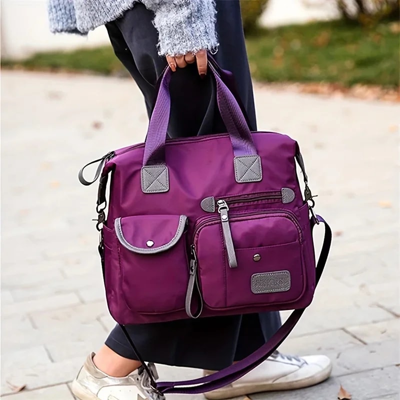 UrbanEase Nylon Crossbody Bag with Multi Pockets Large Capacity Travel Tote
