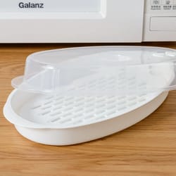 microwave fish steamer plate with lid for healthy fast cooking