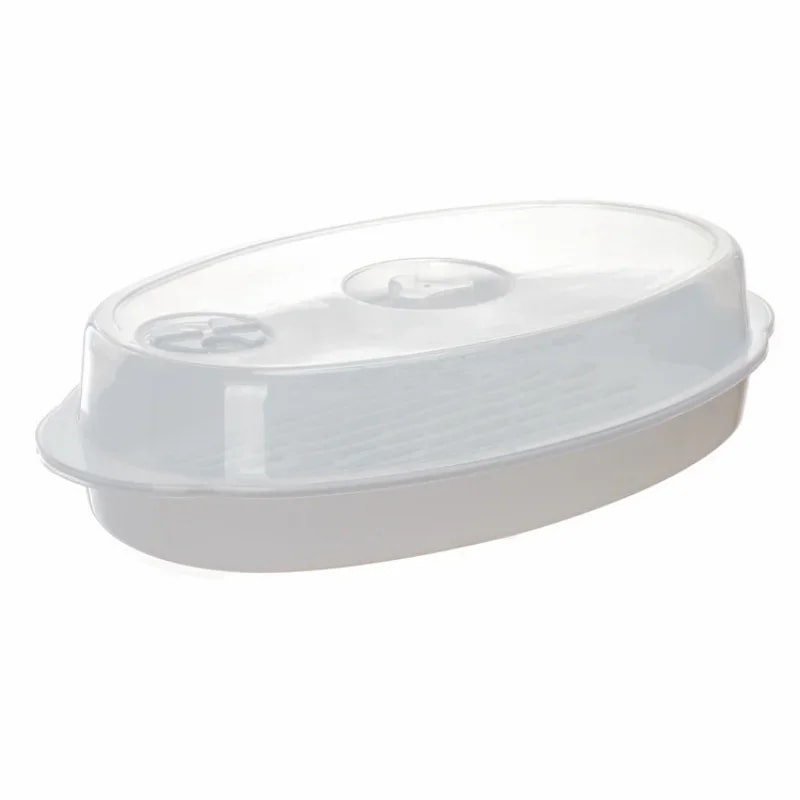 Microwave Fish Steamer Plate with Lid for Healthy Fast Cooking