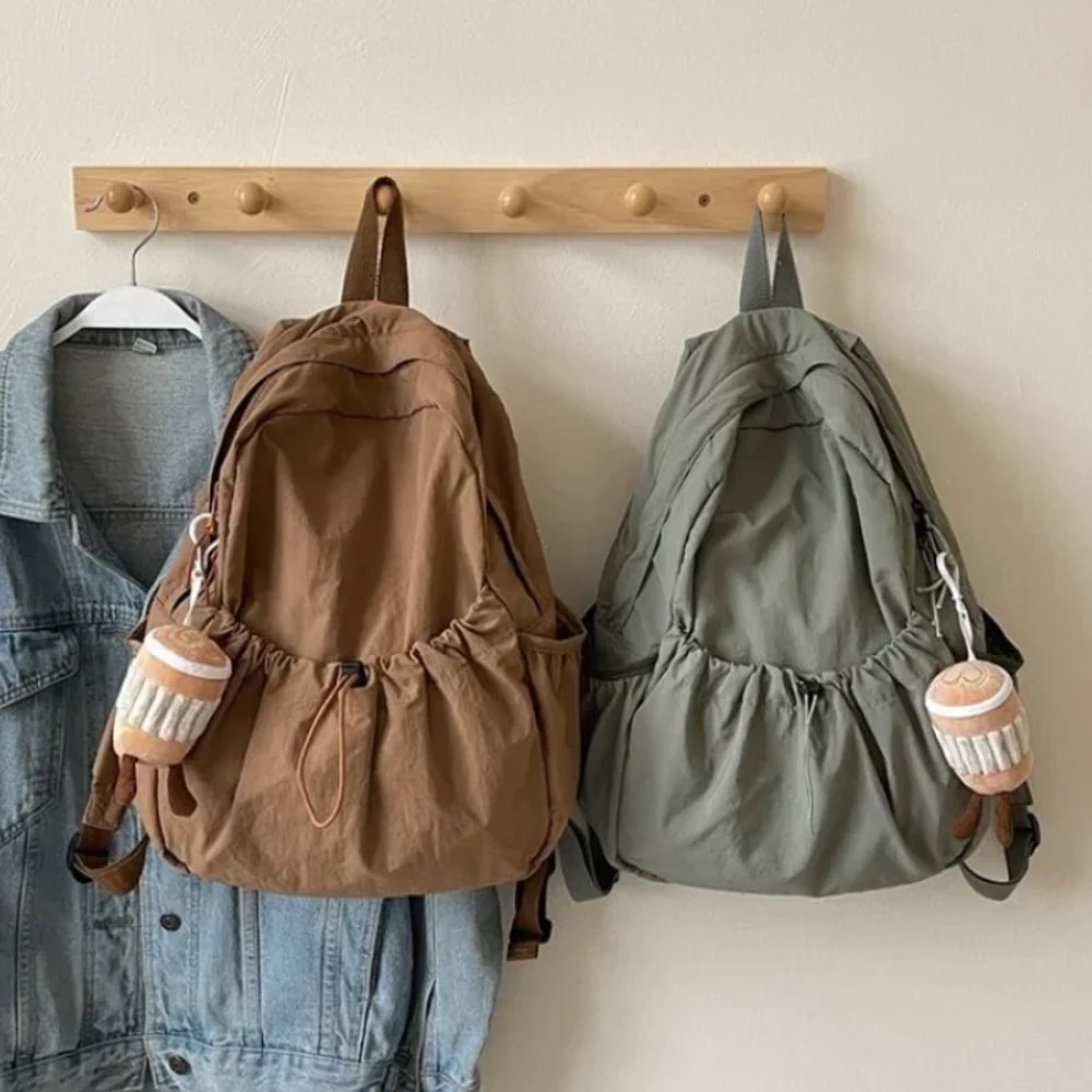 Korean Style Womens Backpack Large Capacity Pleated School & Travel Bag